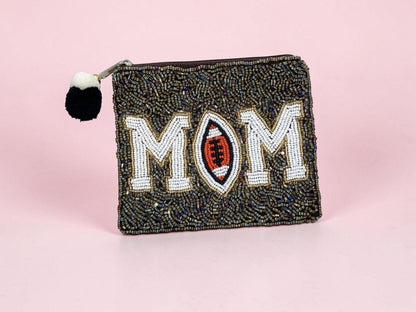 MOM Football Beaded Coin Pouch - Nifty Decor & More