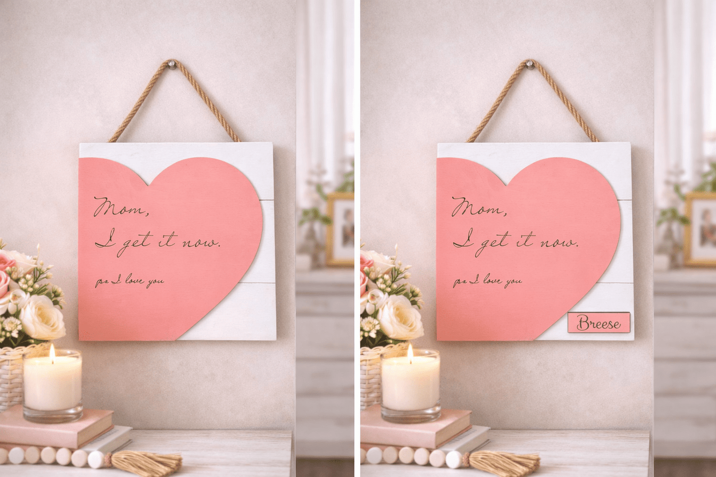 Mom, I Get It Now Sign | Heart Wall Decor for Mom | Mother’s Day Gift | Handmade Wooden Sign | Gift for Mom from Daughter | Farmhouse Wall Art Wall Hangings