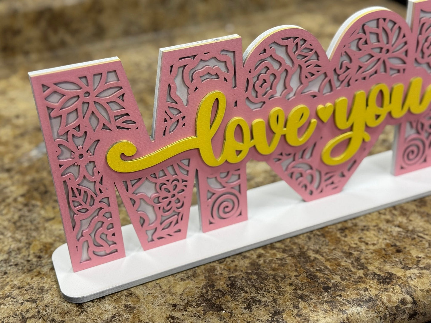 Mom - Love You Sitter - Gift for Mom, Mother’s Day Present, Unique Home Accent, Heartfelt Keepsake - Nifty Decor & More