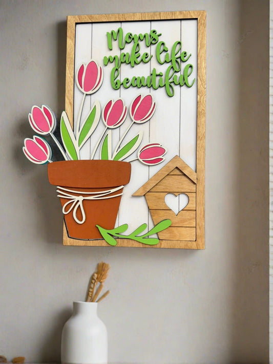 Mom's Make Life Beautiful Mother's Day Wall Hanger
