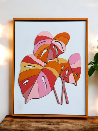 Monstera Leaf Wall Art, Chic Framed Canvas, Beach Vibes Summer Decor, Perfect Tropical Gift - Nifty Decor & More