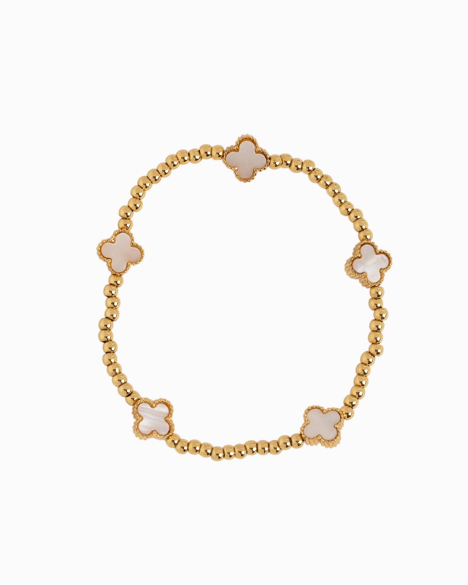 MOP Clover Stretch Beaded Bracelets, Set of 3 - Nifty Decor & More