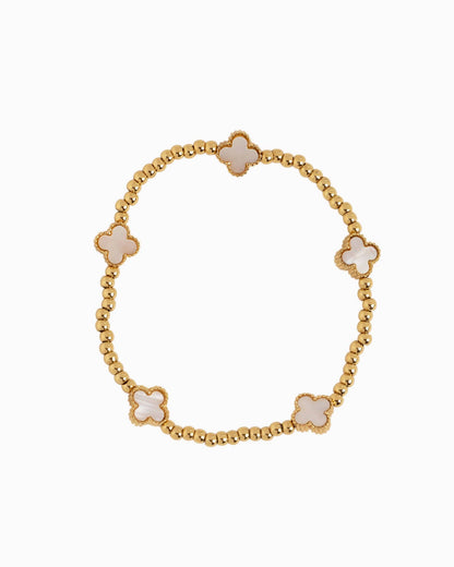 MOP Clover Stretch Beaded Bracelets, Set of 3 - Nifty Decor & More