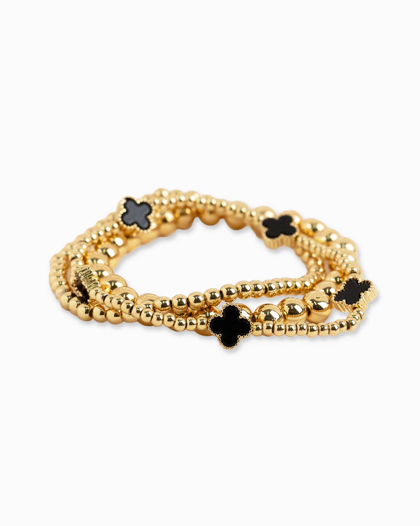 MOP Clover Stretch Beaded Bracelets, Set of 3 - Nifty Decor & More