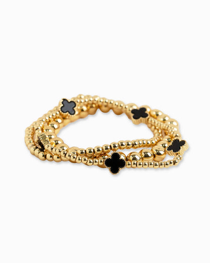 MOP Clover Stretch Beaded Bracelets, Set of 3 - Nifty Decor & More