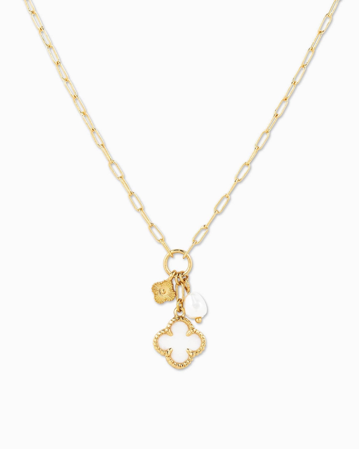 MOP Clover Triple Charm Necklace - Nifty Decor & More