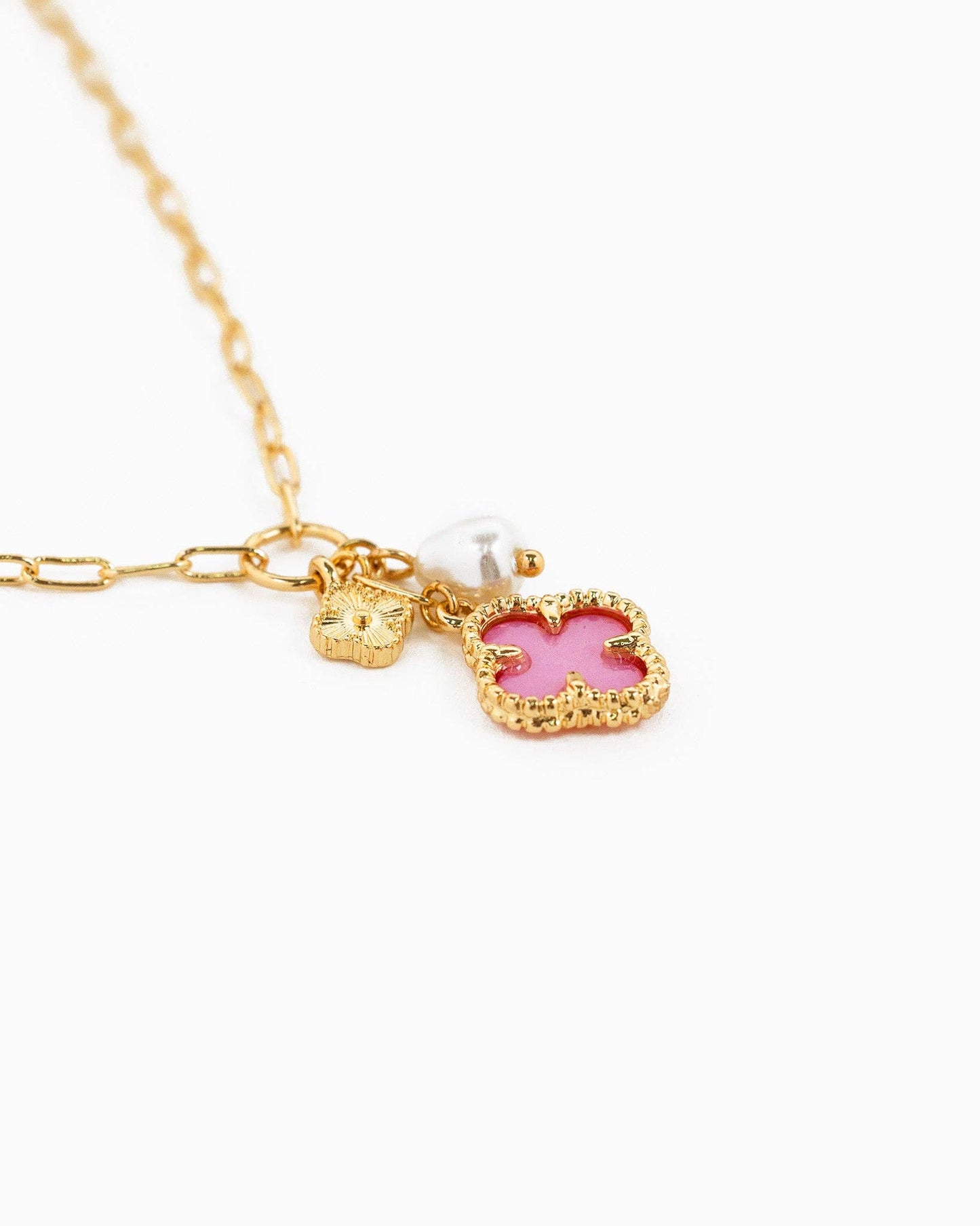 MOP Clover Triple Charm Necklace - Nifty Decor & More