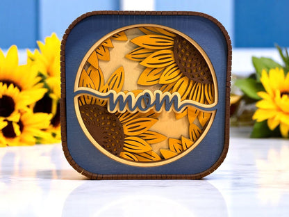 Mother’s Day Sunflower Sitter, Blue & Yellow Decorative Sitter, Perfect Gift for Mom or Grandma, Unique Keepsake Present Mom