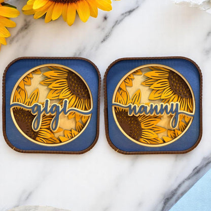 Mother’s Day Sunflower Sitter, Blue & Yellow Decorative Sitter, Perfect Gift for Mom or Grandma, Unique Keepsake Present