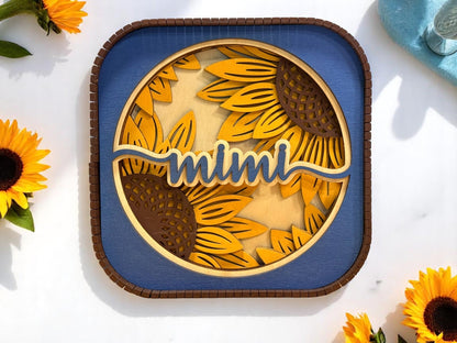 Mother’s Day Sunflower Sitter, Blue & Yellow Decorative Sitter, Perfect Gift for Mom or Grandma, Unique Keepsake Present Mimi