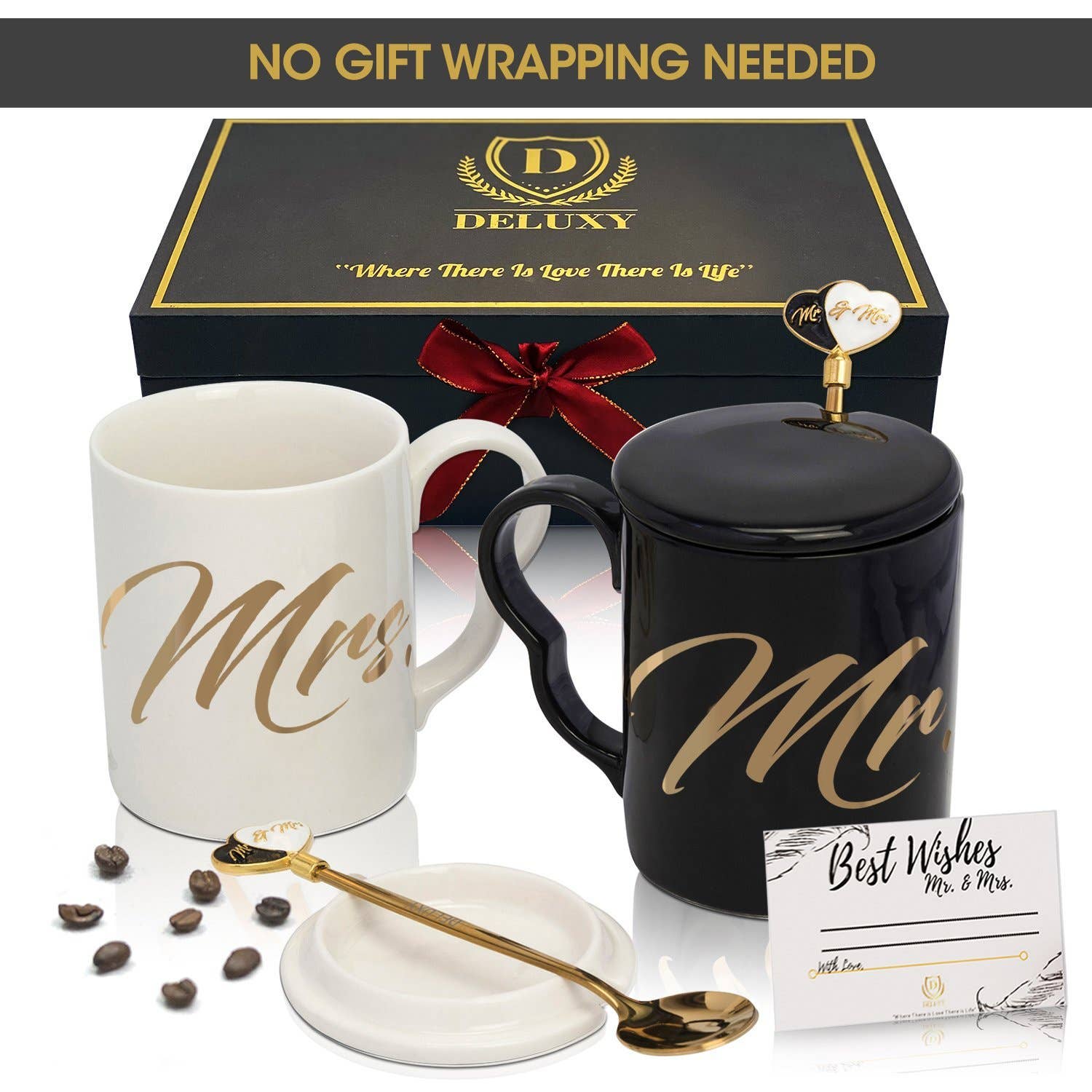 Mr. and Mrs. Coffee Mugs Set - Perfect Bridal Shower Gif - Nifty Decor & More