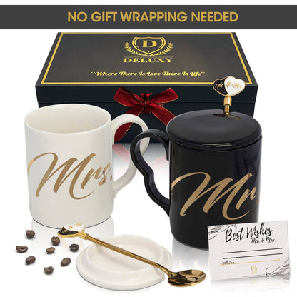 Mr. and Mrs. Coffee Mugs Set - Perfect Bridal Shower Gif - Nifty Decor & More