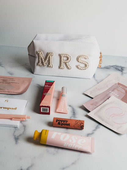 Mrs. Bridal Beauty Cosmetics Pouch - Makeup Bag for Brides - Nifty Decor & More