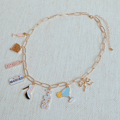 Mrs. Bride Cocktail Bow Charm Necklace, Chic Preppy Style, Perfect Bridal Accessory, Wedding Gift for Bride - to - Be - Nifty Decor & More