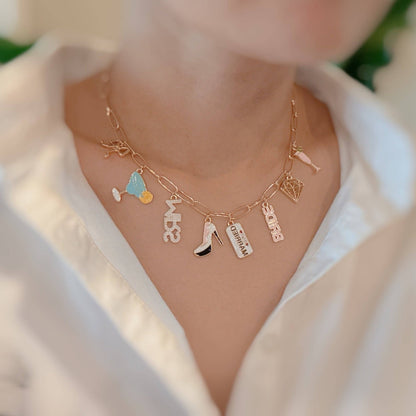 Mrs. Bride Cocktail Bow Charm Necklace, Chic Preppy Style, Perfect Bridal Accessory, Wedding Gift for Bride-to-Be Jewelry