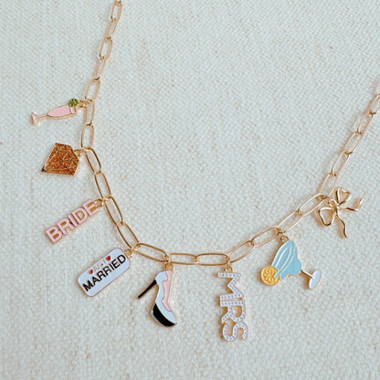 Mrs. Bride Cocktail Bow Charm Necklace, Chic Preppy Style, Perfect Bridal Accessory, Wedding Gift for Bride - to - Be - Nifty Decor & More
