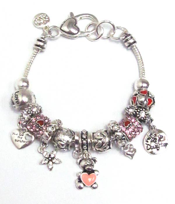 Multi Crystal Ring Love Theme Bracelet - Nifty Decor & More