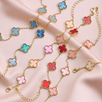 Multi Floral Shape Shell Charm Bracelet, Elegant Chic Design for Trendy Looks, Gift for Girly & Preppy Souls