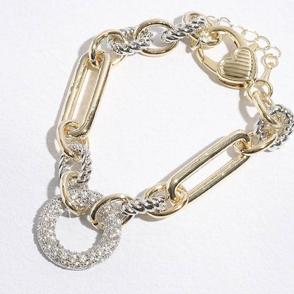 Multi - Toned Chunky Chain Linked CZ Bracelet - Nifty Decor & More