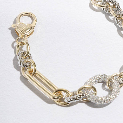 Multi-Toned Chunky Chain Linked CZ Bracelet