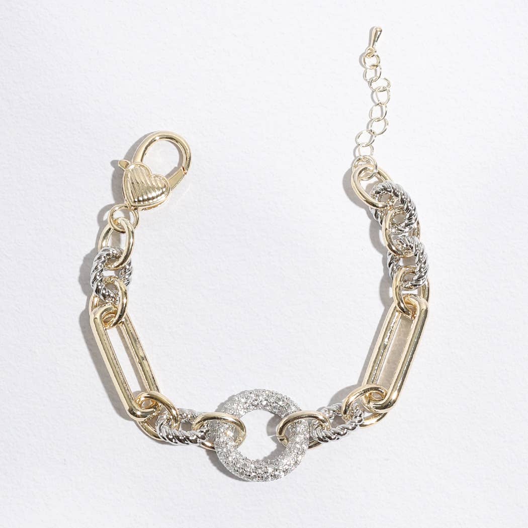 Multi - Toned Chunky Chain Linked CZ Bracelet - Nifty Decor & More