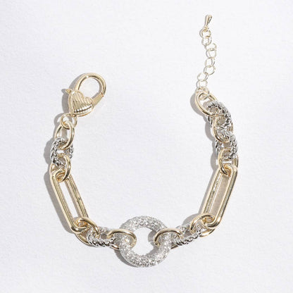 Multi - Toned Chunky Chain Linked CZ Bracelet - Nifty Decor & More