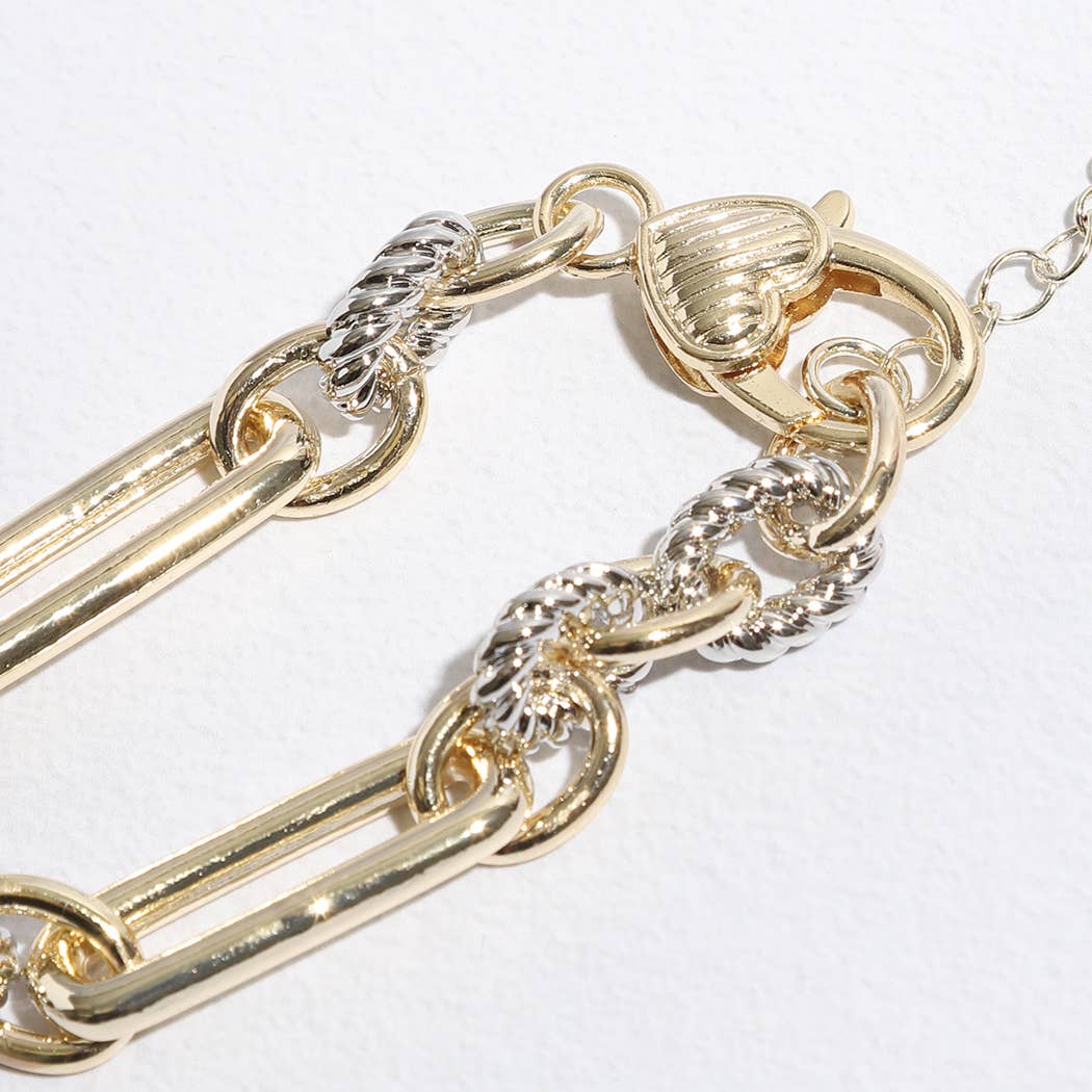 Multi - Toned Chunky Chain Linked CZ Bracelet - Nifty Decor & More