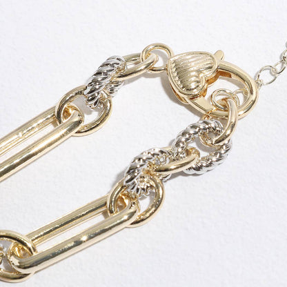 Multi-Toned Chunky Chain Linked CZ Bracelet