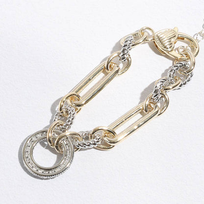 Multi-Toned Chunky Chain Linked CZ Bracelet