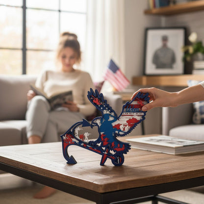 Multilayered Wooden Veteran Art Piece, Intricate 7-Layer Home decor, perfect gift for Veterans Day or Soldier Tribute Veteran Plaque Woman Veteran Eagle