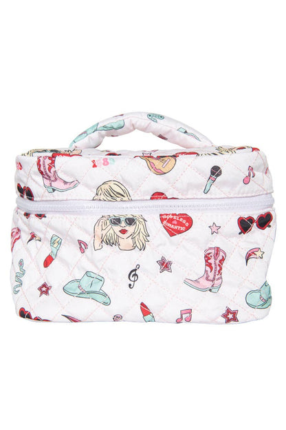 Music Girl Icons Cosmetic Make Up Bag, Chic Girly Zip Pouch for Stylish Makeup Storage, Perfect Gift for Music Lovers - Nifty Decor & More