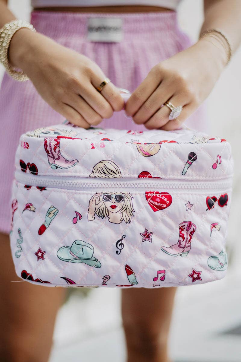 Music Girl Icons Cosmetic Make Up Bag, Chic Girly Zip Pouch for Stylish Makeup Storage, Perfect Gift for Music Lovers - Nifty Decor & More