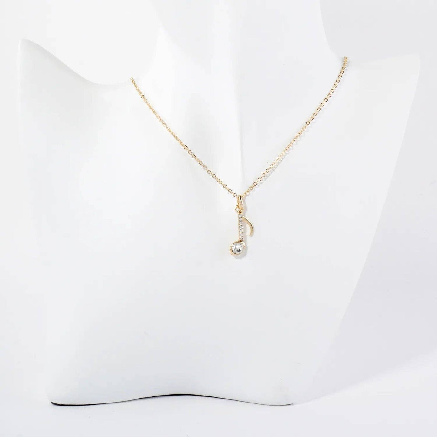 Musical Note Pendant Necklace Crystal - Pave 20mm - Nifty Decor & More
