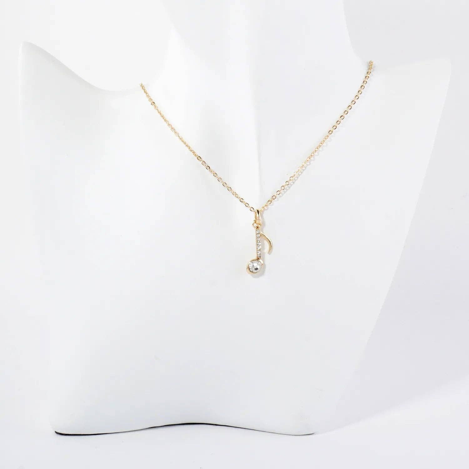 Musical Note Pendant Necklace Crystal - Pave 20mm - Nifty Decor & More