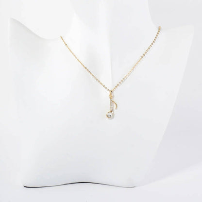 Musical Note Pendant Necklace Crystal - Pave 20mm - Nifty Decor & More