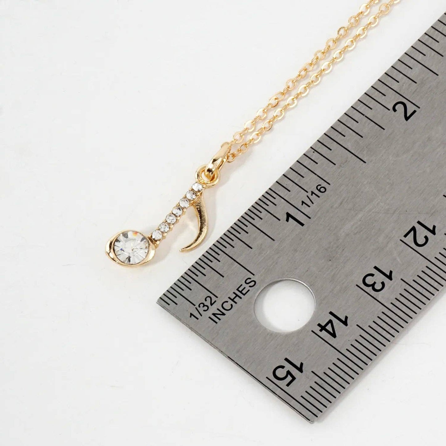 Musical Note Pendant Necklace Crystal - Pave 20mm - Nifty Decor & More