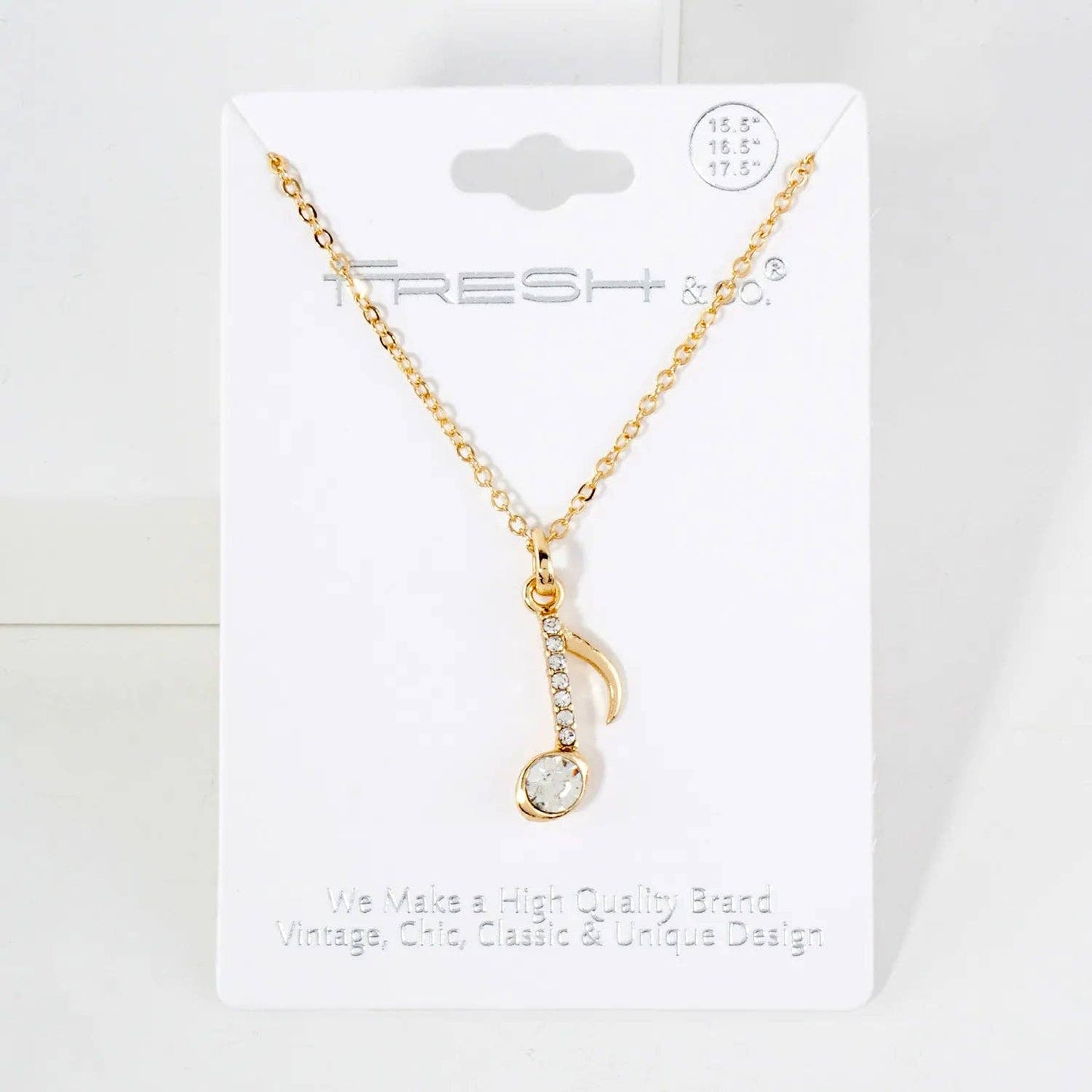 Musical Note Pendant Necklace Crystal - Pave 20mm - Nifty Decor & More