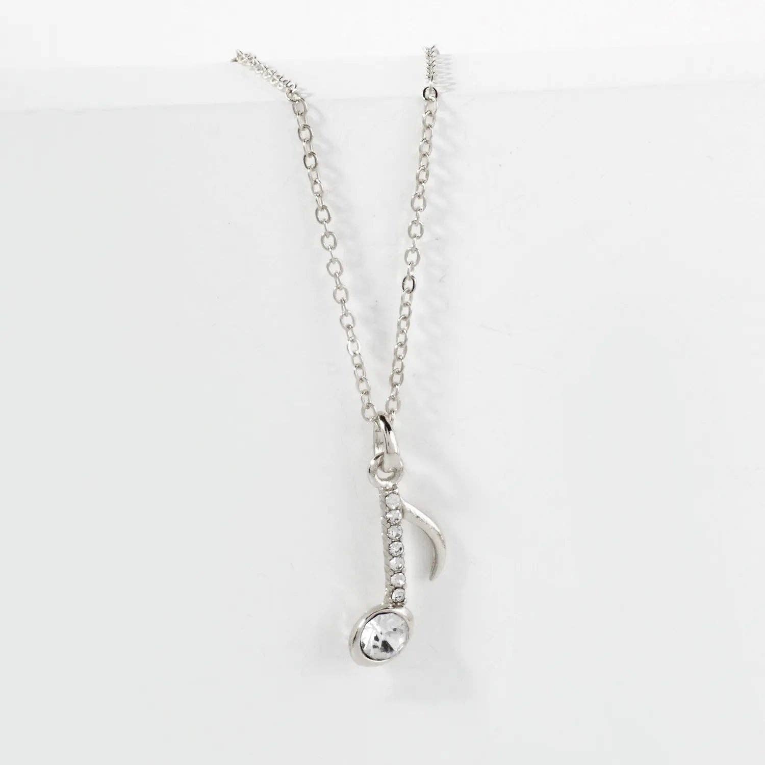 Musical Note Pendant Necklace Crystal - Pave 20mm - Nifty Decor & More