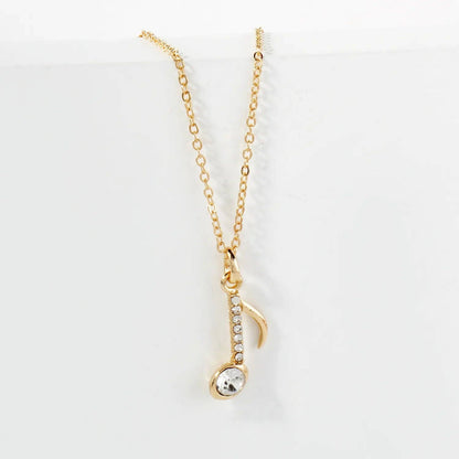 Musical Note Pendant Necklace Crystal - Pave 20mm - Nifty Decor & More