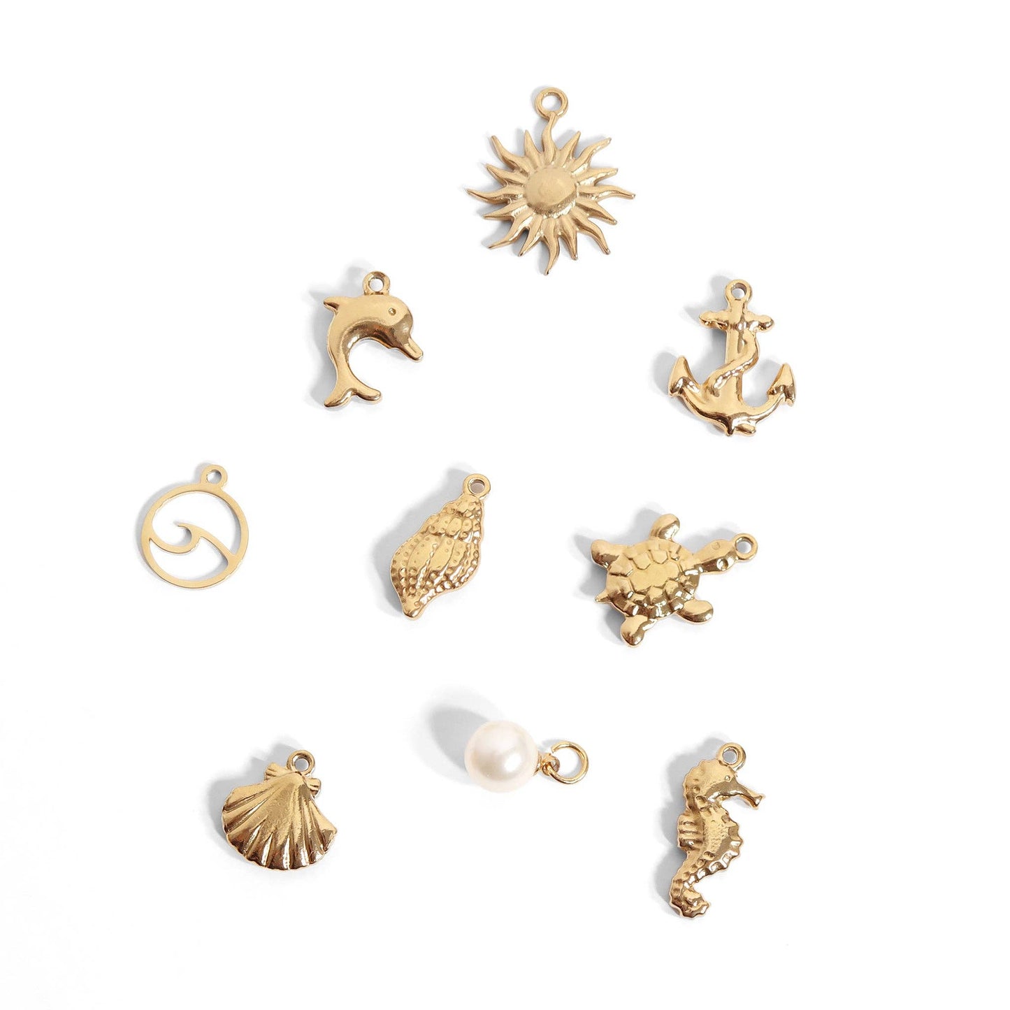 Nautical Charms 18K Gold PVD, Stainless Steel Coastal Jewelry, Mother's Day Gift for Her, Sea Inspired Charm Gift - Nifty Decor & More