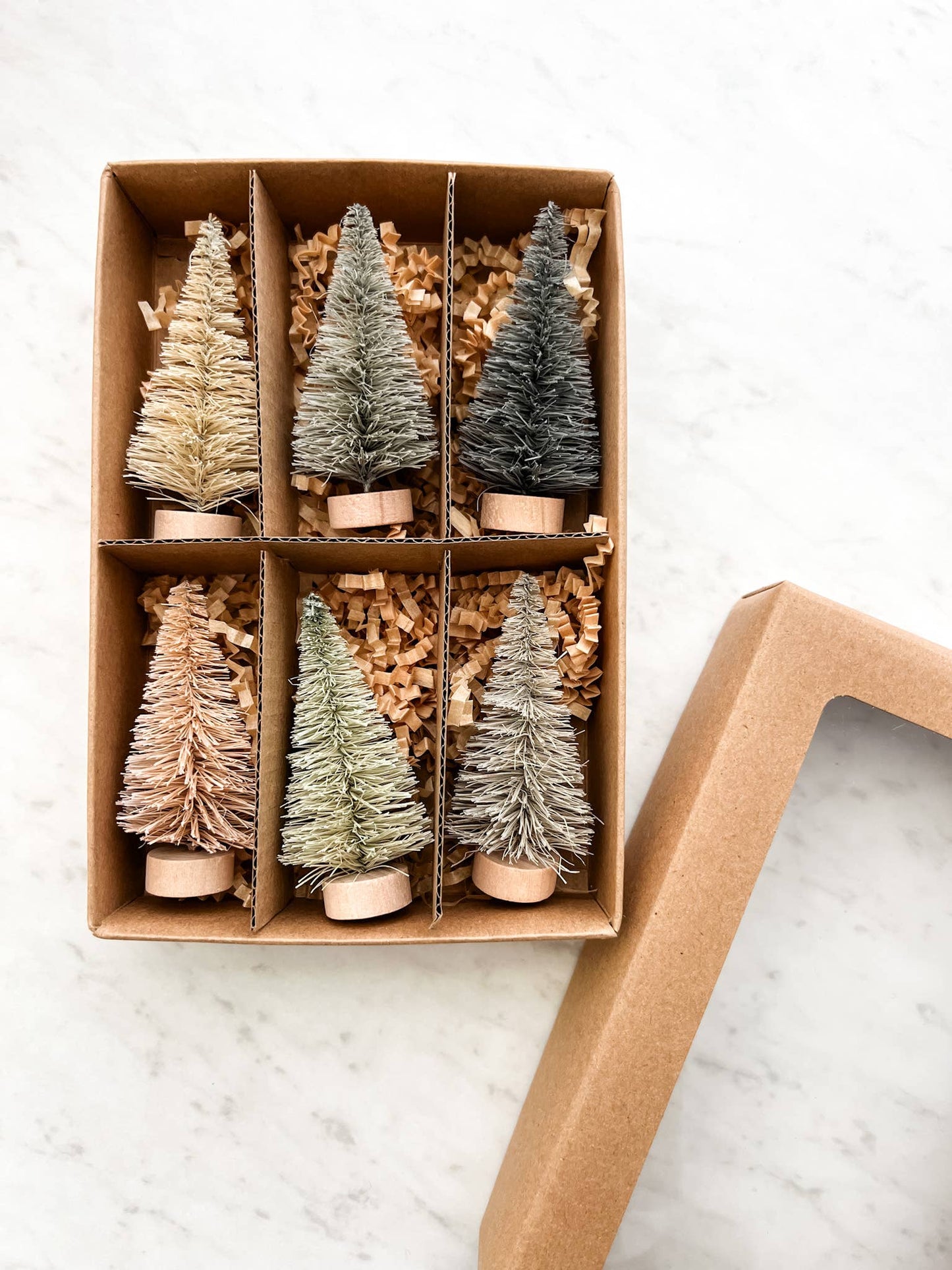 Neutral Bottle Brush Trees - Set of 6 - Nifty Decor & More