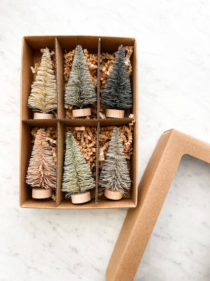 Neutral Bottle Brush Trees - Set of 6 - Nifty Decor & More