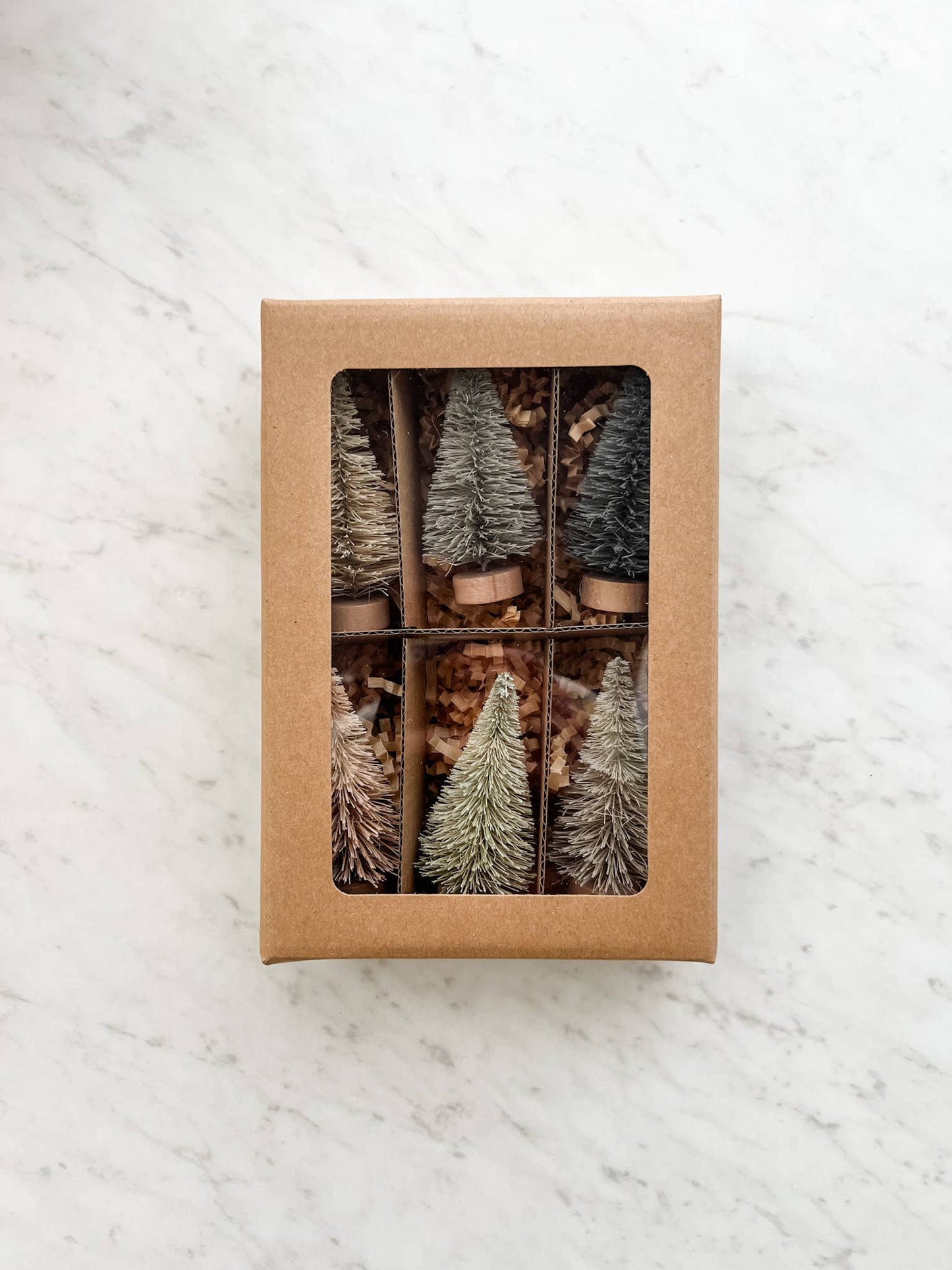 Neutral Bottle Brush Trees - Set of 6 - Nifty Decor & More