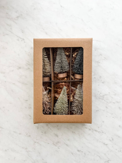 Neutral Bottle Brush Trees - Set of 6 - Nifty Decor & More