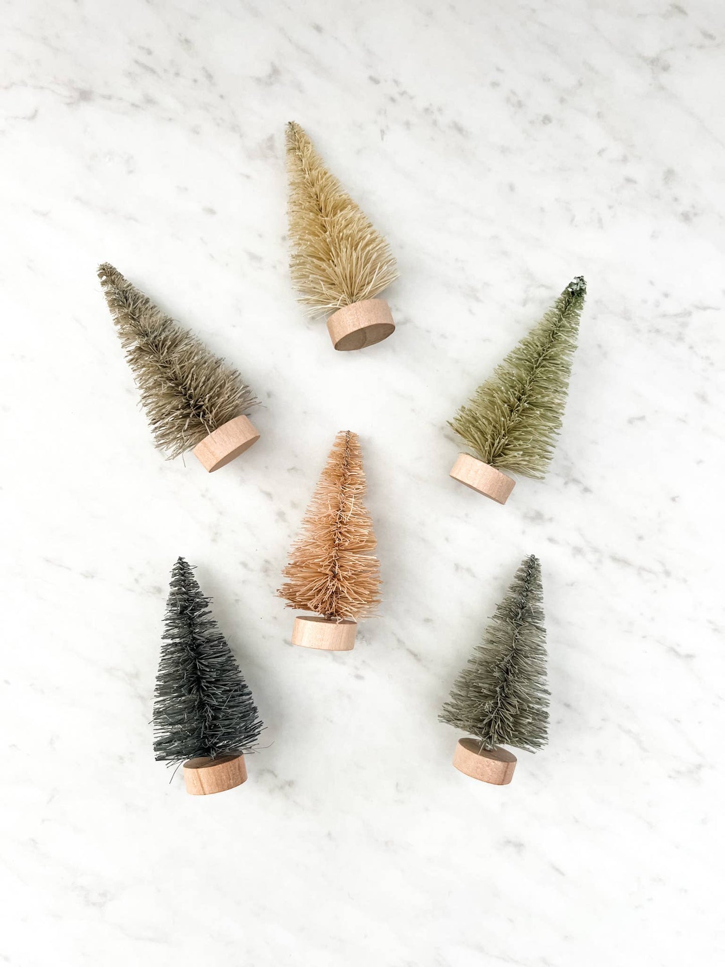 Neutral Bottle Brush Trees - Set of 6 - Nifty Decor & More