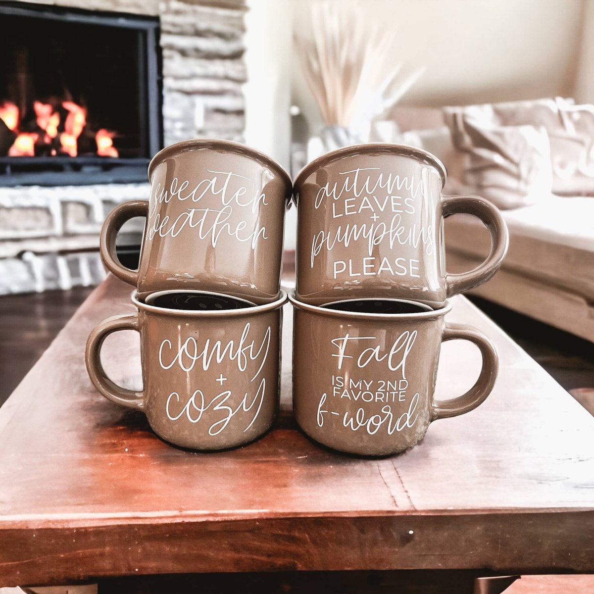 Neutral Fall Coffee Mug, Ceramic Cups for Autumn Home Accent - Nifty Decor & More