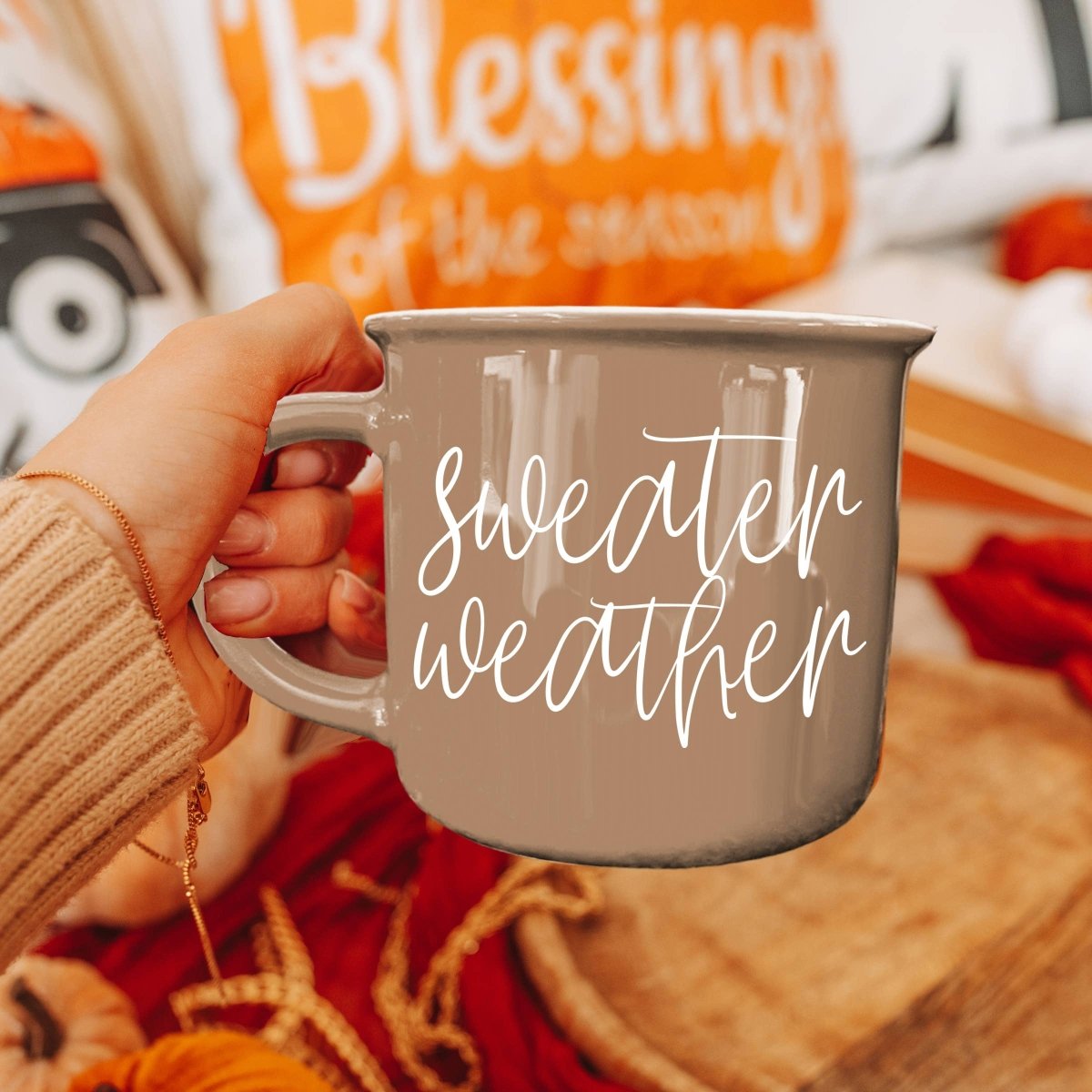 Neutral Fall Coffee Mug, Ceramic Cups for Autumn Home Accent - Nifty Decor & More