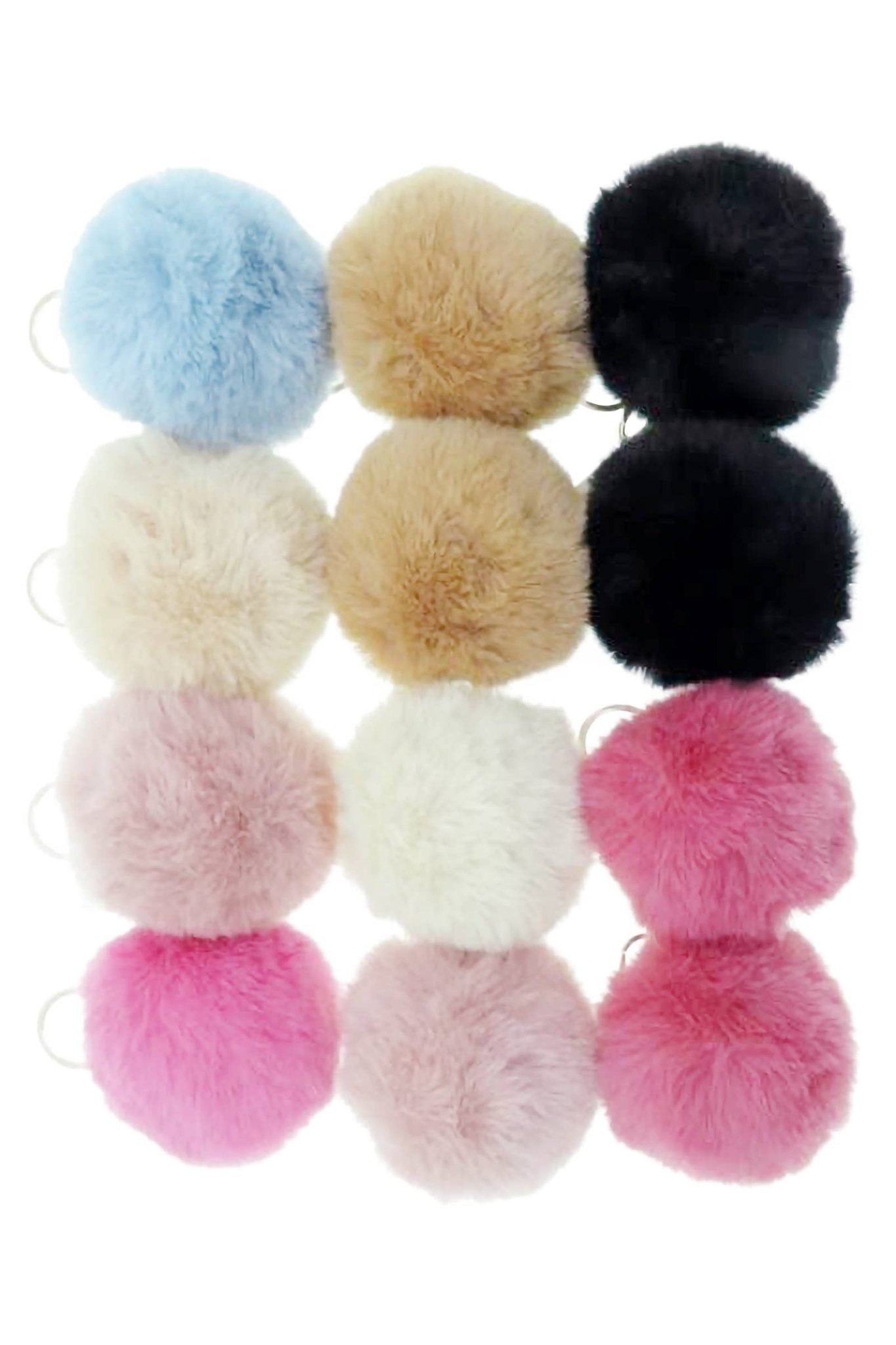 Neutral Pastel Fuzzy Faux Fur Pom Pom Key Chain - Nifty Decor & More