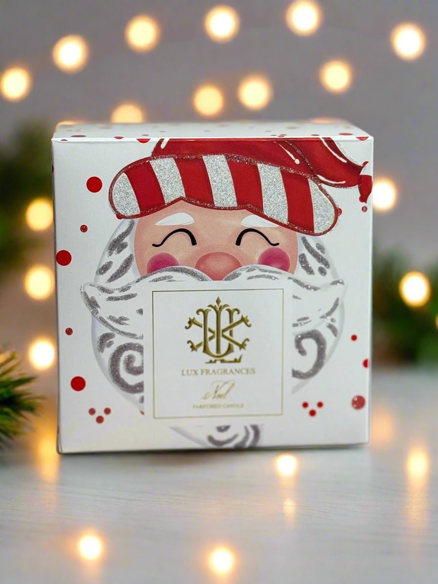 Noel 8 oz Designer Box Candle - Spicy Cinnamon & Orange Luxury Holiday Candle - Nifty Decor & More