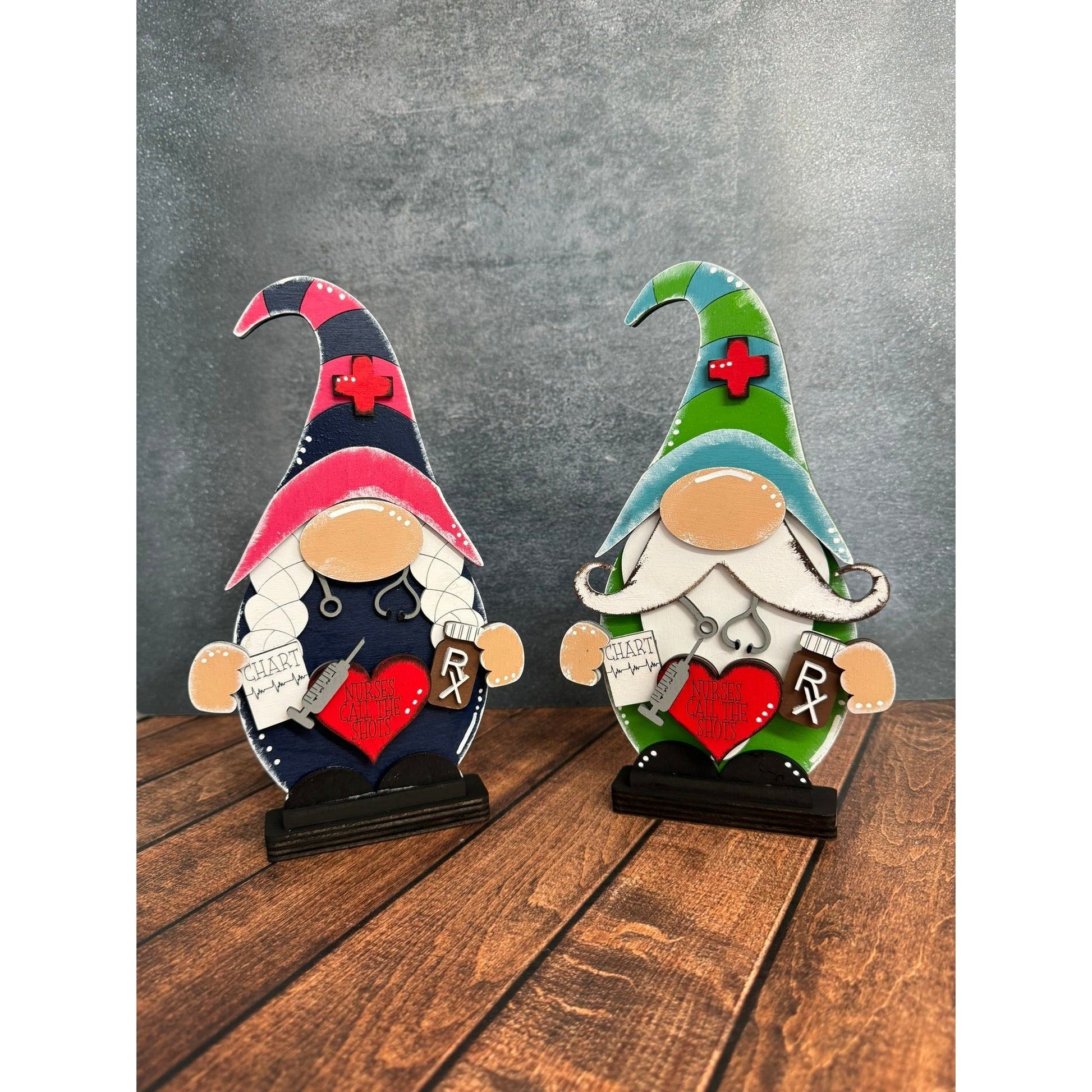 Nurse Boy and Girl Gnome Shelf Sitter Medical Professional Gift - Nifty Decor & More